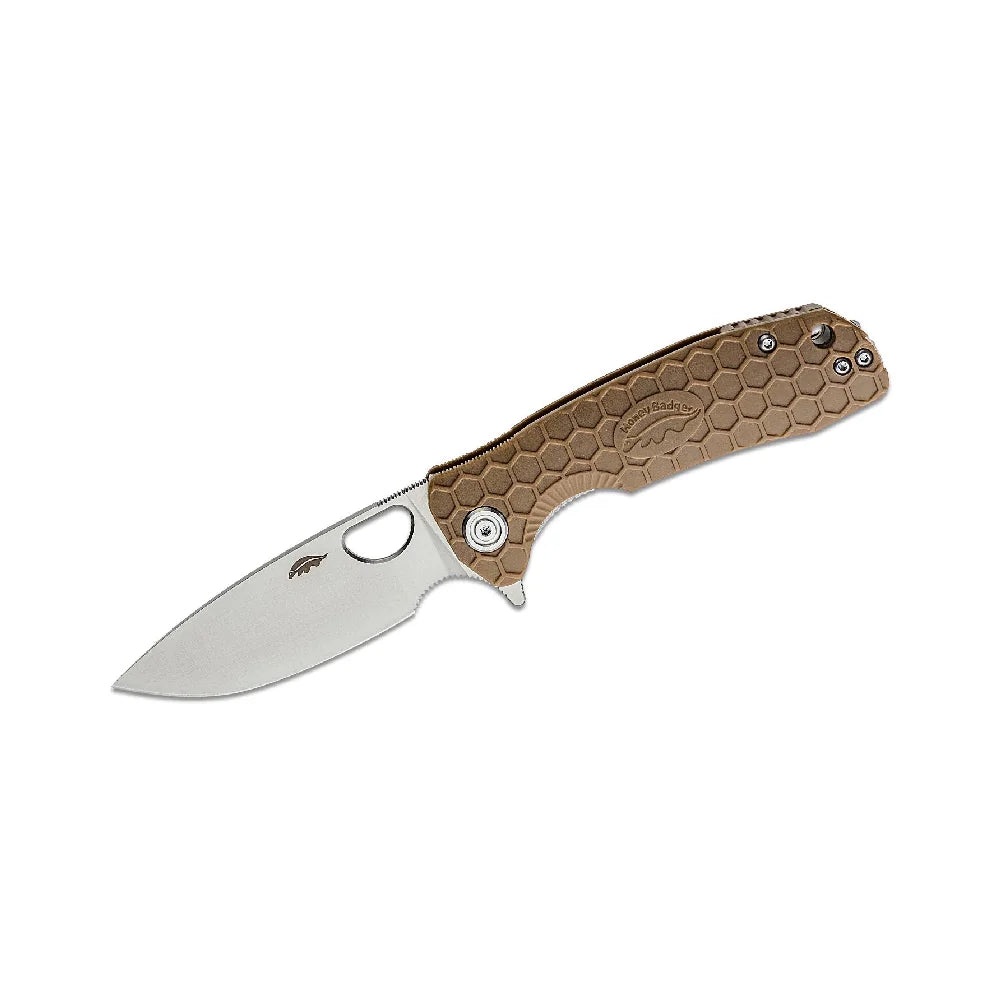 HONEY BADGER Honey Badger Tan Flipper Knife Medium- Hb1012