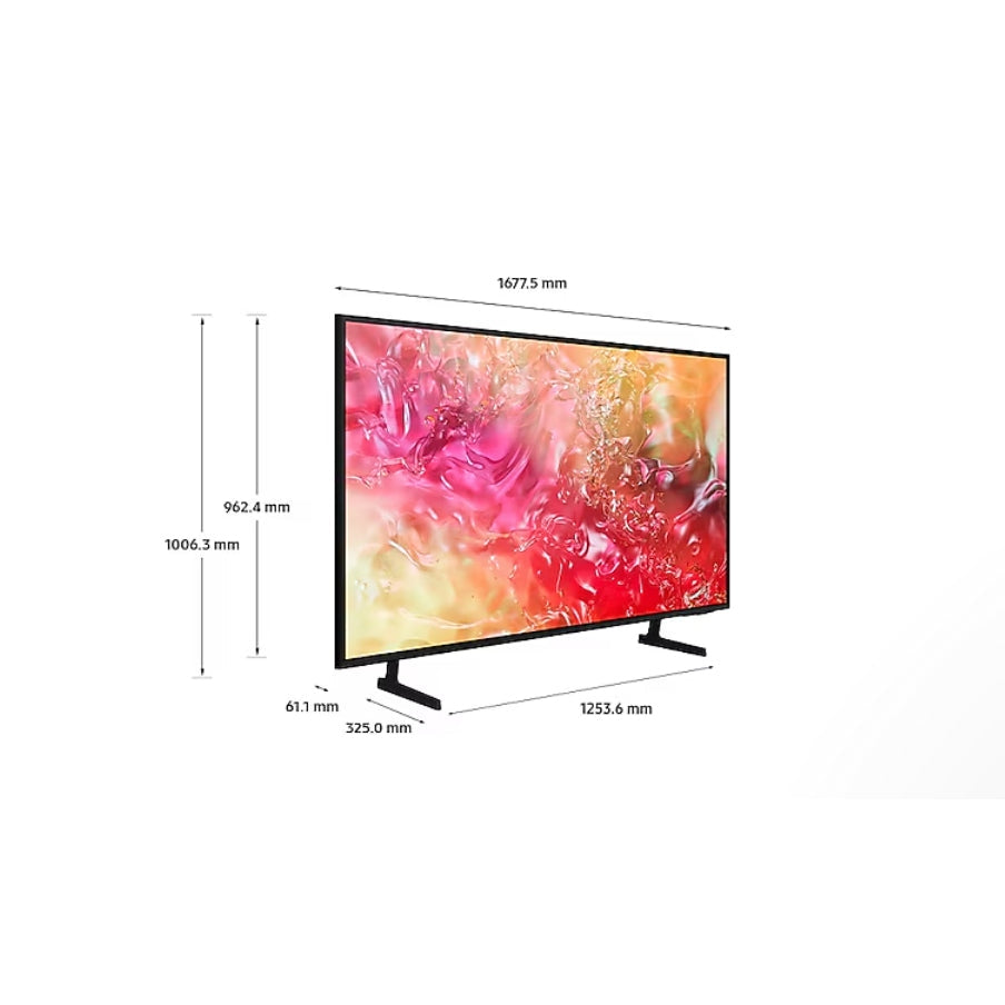 SAMSUNG 75" UHD TV PURCOLOUR  HDR 10+  UHD DIMMING  SMART TV (TIZEN OS)  ADAPTIVE SOUND  AUTO GAME MODE  Q-SYMPHONY  CRYSTAL PROCESSOR 4K ENGINE  20W (2.0CH) SOUND OUTPUT  BLUETOOTH  HDMI X 3  USB X 1.