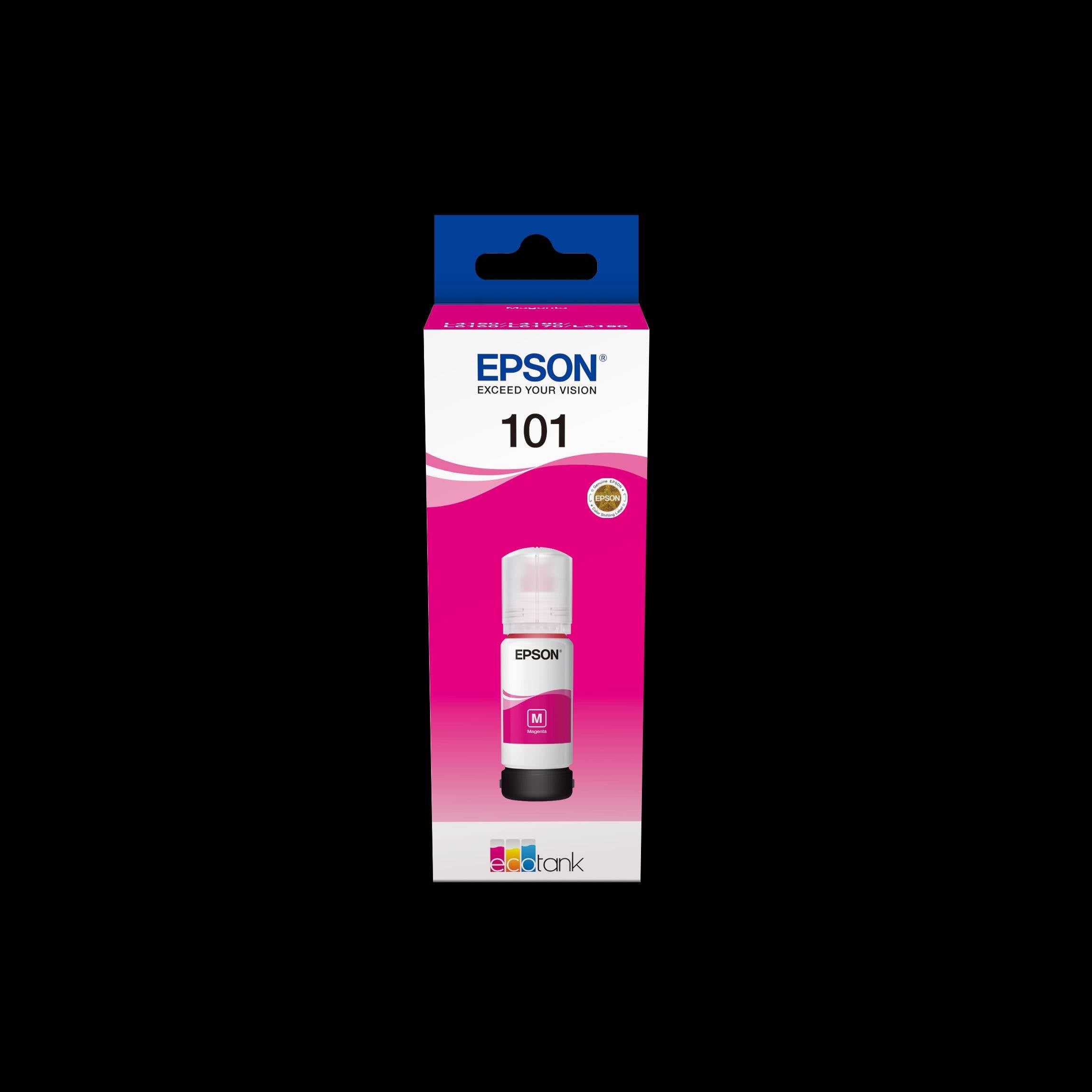 Epson 101 Ink Bottles Magenta 70ml Ecotank L4150 / L4156 / L4160 / L4260 / L6160 / L6170 / L6176 / L6190 / L6270 / L6290 / L6370 / L14150 6000 pages