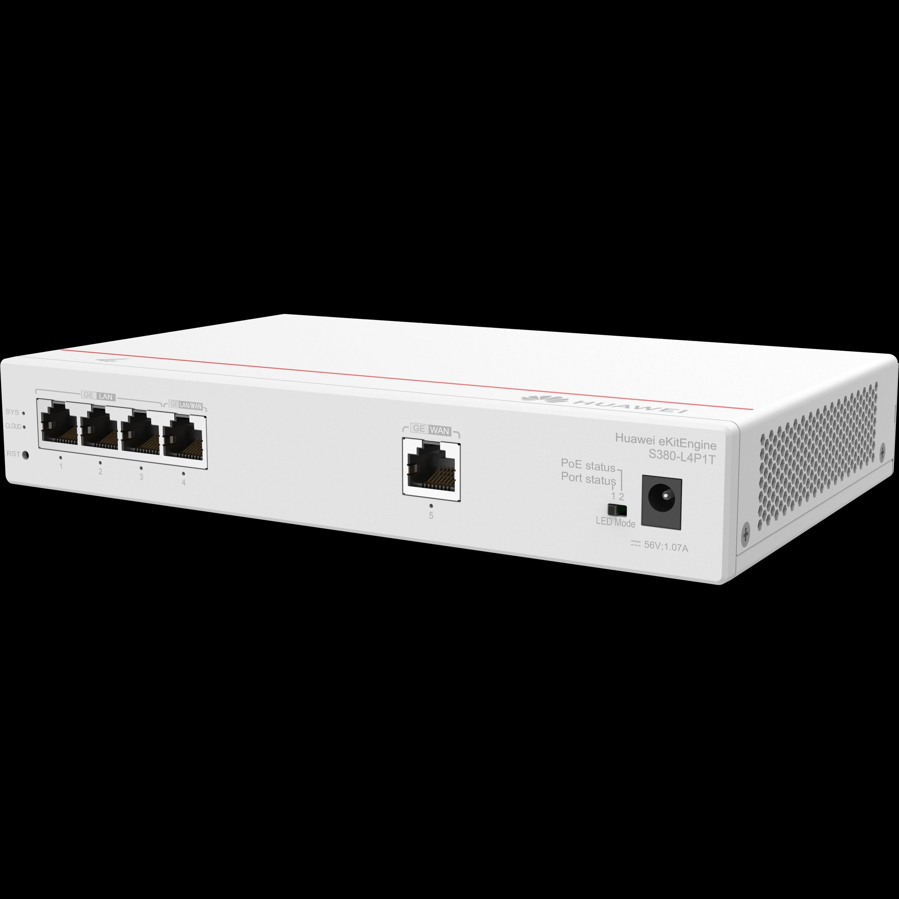 S380 L4P1T 1*GE WAN 4*GE LAN(PoE+ 50W) up to 150 users forwarding performance 2Gbps