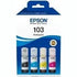 Epson 103 Ink Bottles Multipack 260ml (total) 1 x Black 1 x Cyan 1 x Magenta 1 x Yellow L1110 / L1250 / L3110 / L3150 / L3210 / L3211 / L3250 / L3252 / L3550 / L3560 / L5190 4500 Black / 7500 Colour pages