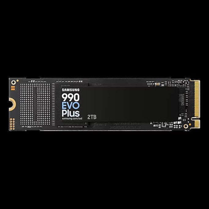 SAMSUNG 990 Evo Plus 2 TB NVMe SSD - Read Speed up to 7250 MB/s  Write Speed to up 6300 MB/s  Random Read up to 1000000 IOPS  Random Write up to 1350000 IOPS  PCIe® 4.0 x4 / 5.0 x2 NVMe 2.0  V-NAND TLC/ In-house controller/ HMB(Host Memory Buffer)
