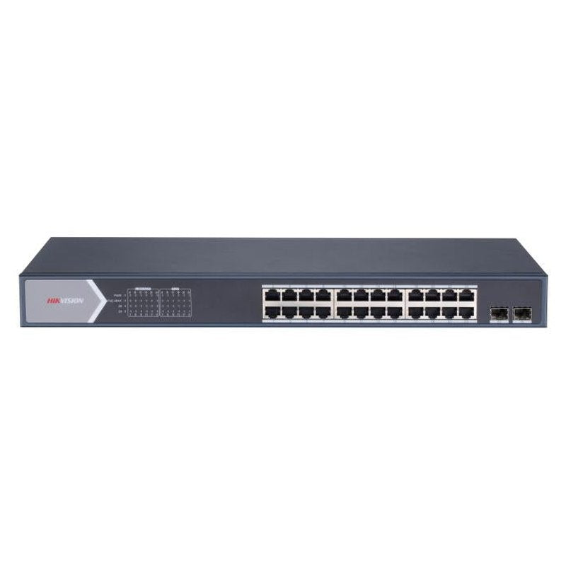 Hikvision L2  Smart Managed  24 Gigabit PoE ports  2 Gigabit SFP ports  802.3af/at  PoE power budget 370W  max