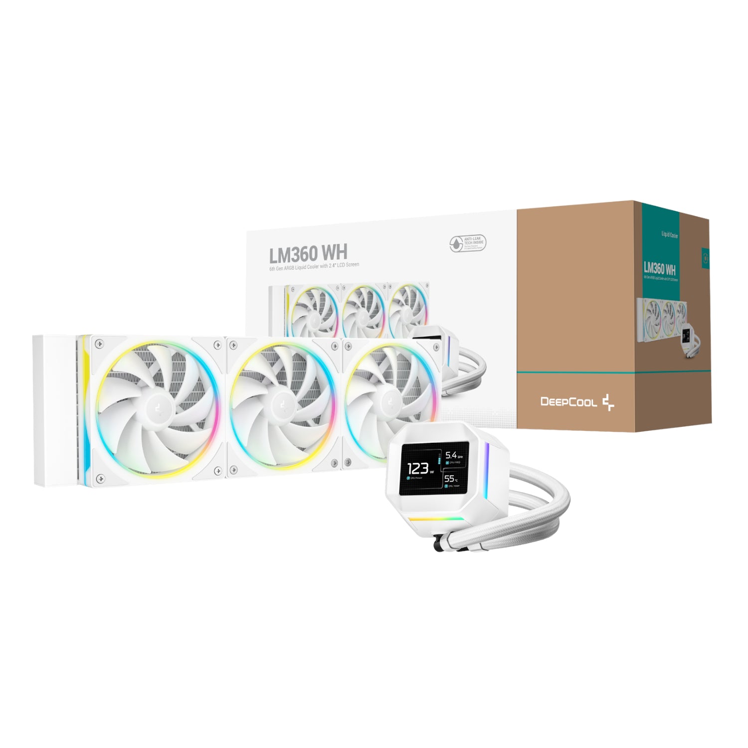DeepCool LM360 ARGB 360mm AIO CPU Liquid Cooler - White