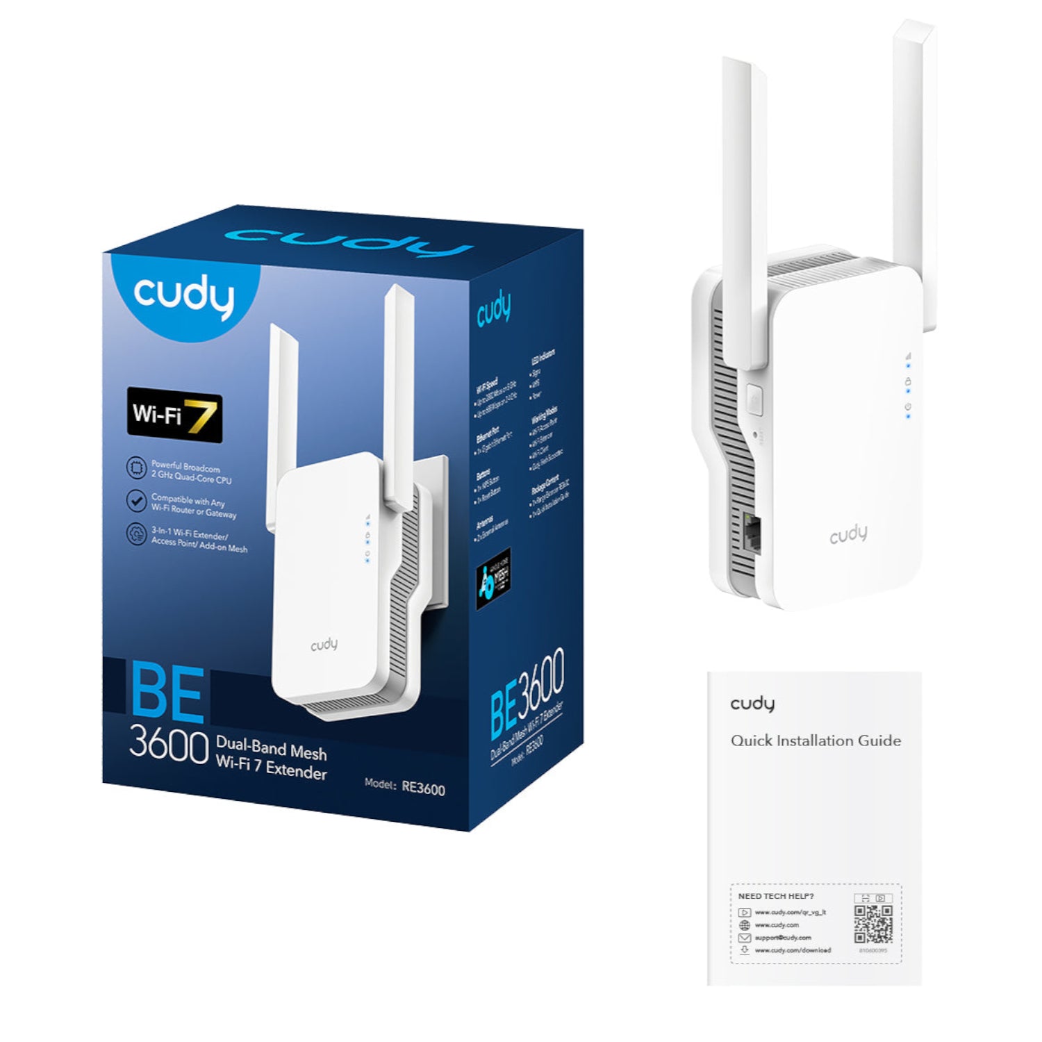 Cudy BE3600 Dual-Band Wi-Fi 7 Mesh Range Extender (Wall Plug)- White