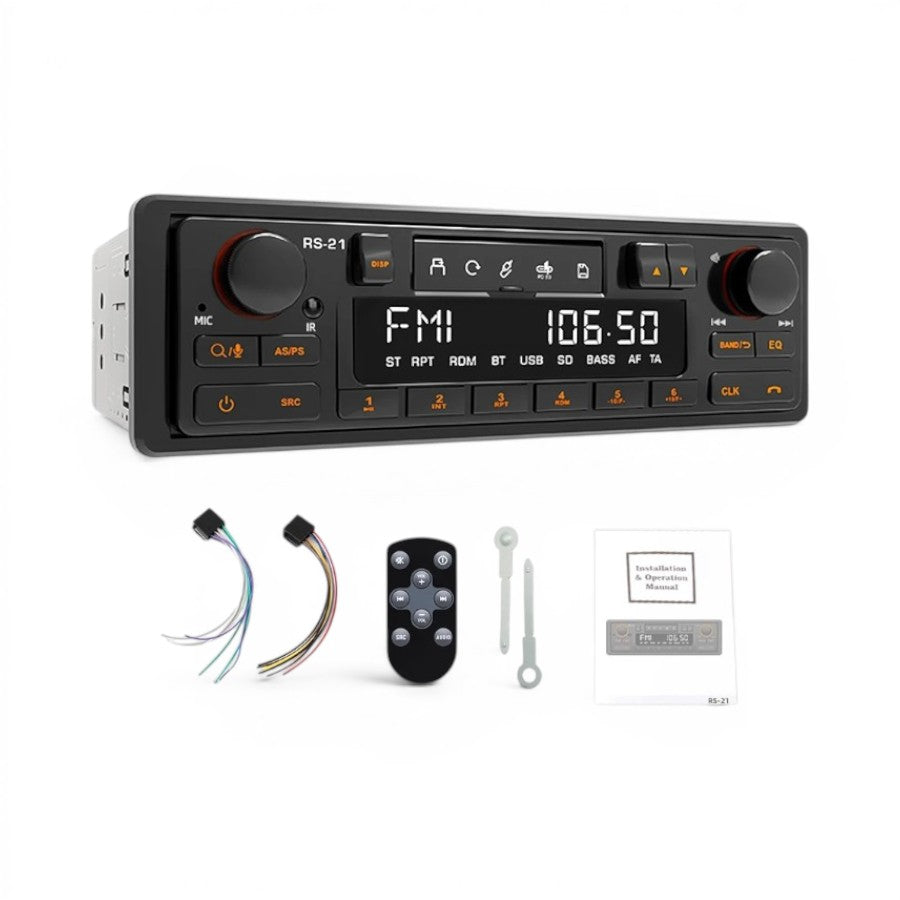 Retro Euro-Spec RS-21 Digital Media Player with USB, Blueooth, SD Input, Vari colour, Remote & Radio