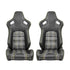 Reclinable Racing Seats - GTI Style Tartan Design Black PVC With Yellow Stitching (Pair)