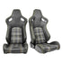 Reclinable Racing Seats - GTI Style Tartan Design Black PVC With Yellow Stitching (Pair)