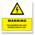 Rubicon label, Warning: Reverse energy flow, 250 x 250mm