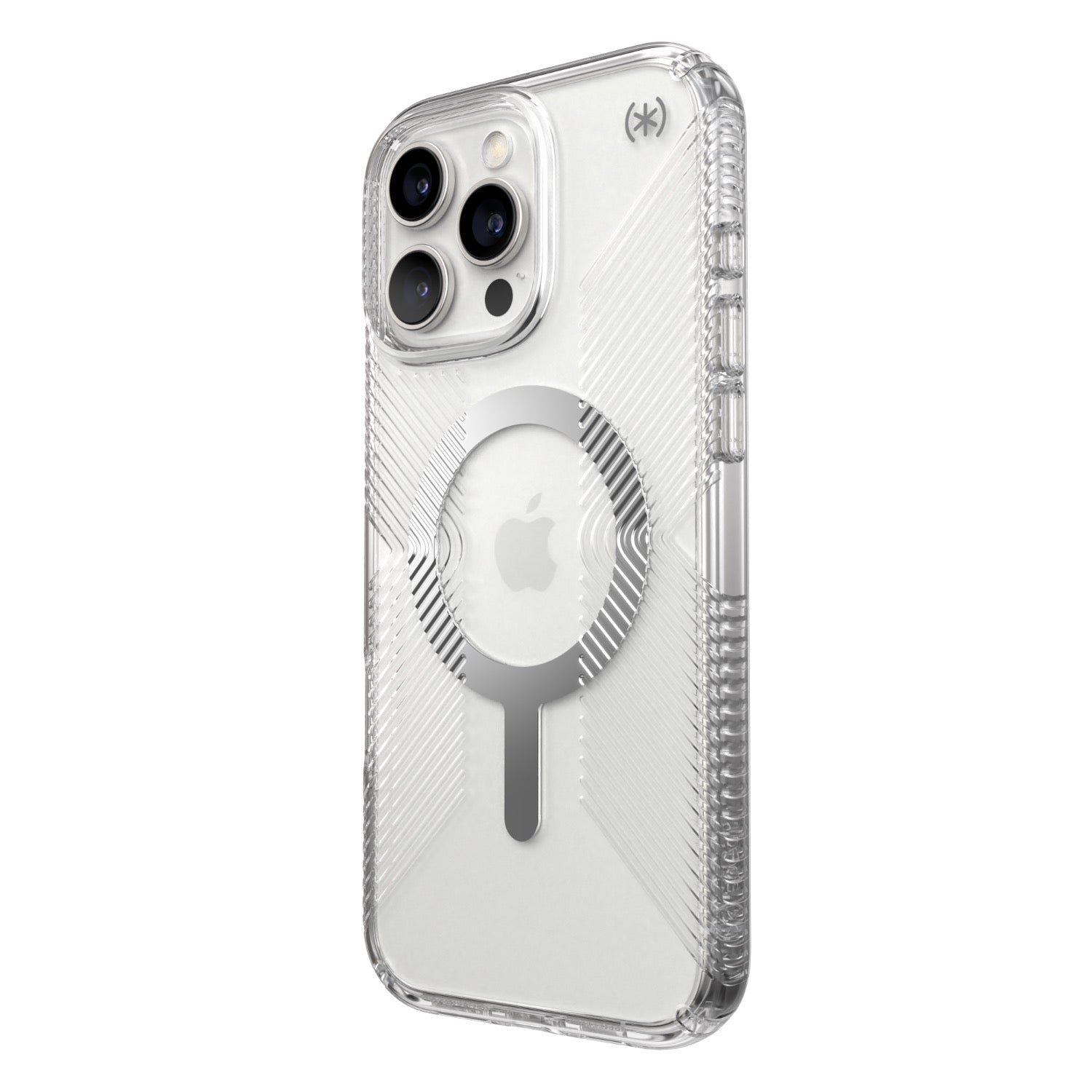 Speck Presidio Perfect Clear Grip MagSafe Case - Apple iPhone 16 Pro Max - Clear & Chrome
