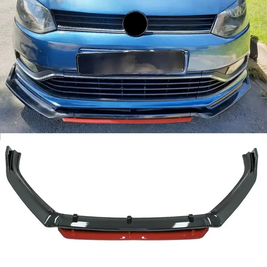 Suitable To Fit - VW Polo 6 / 7 TSI Gloss Black 4-Piece Front Lip Spoiler