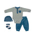 Baby 4 Piece Light Blue Velvet Set Boys
