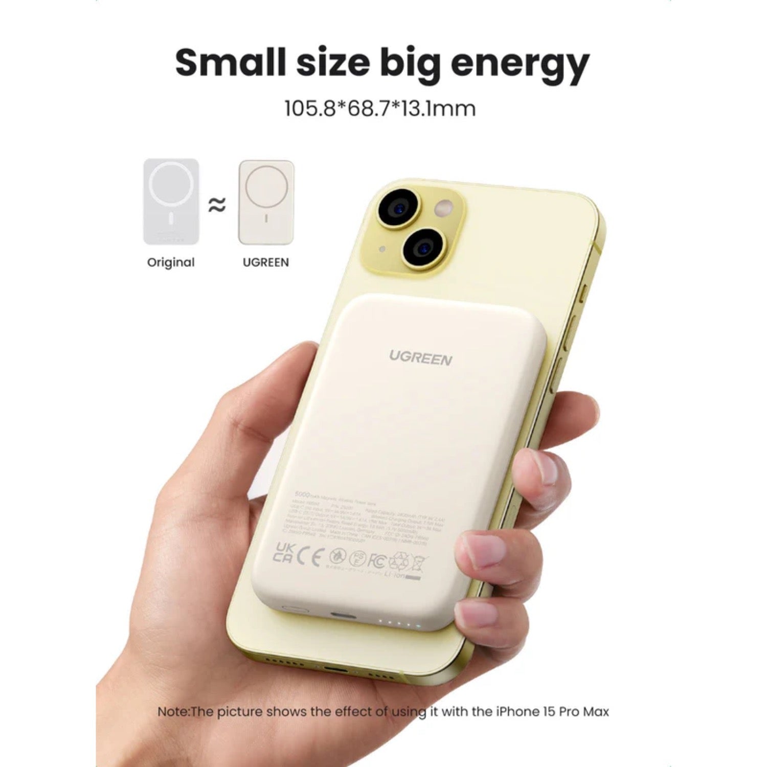 UGREEN Magnetic Wireless Power Bank 5000mAh - White