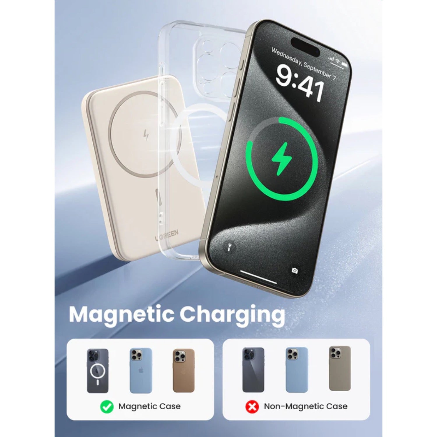 UGREEN Magnetic Wireless Power Bank 5000mAh - White