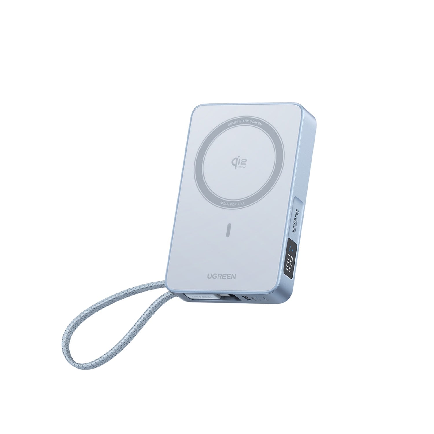 UGREEN Magnetic Wireless Power Bank With Built-in Cable 10000mAh - Blue
