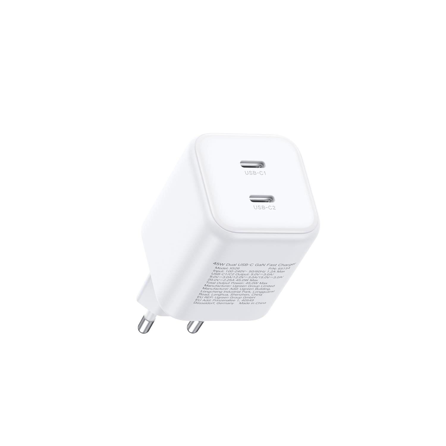 UGREEN 2 Port GaN PD Wall Charger 45W - White
