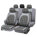 Universal GTI Tartan Style Car Seat Covers - Front & Rear Full Set (Grey)