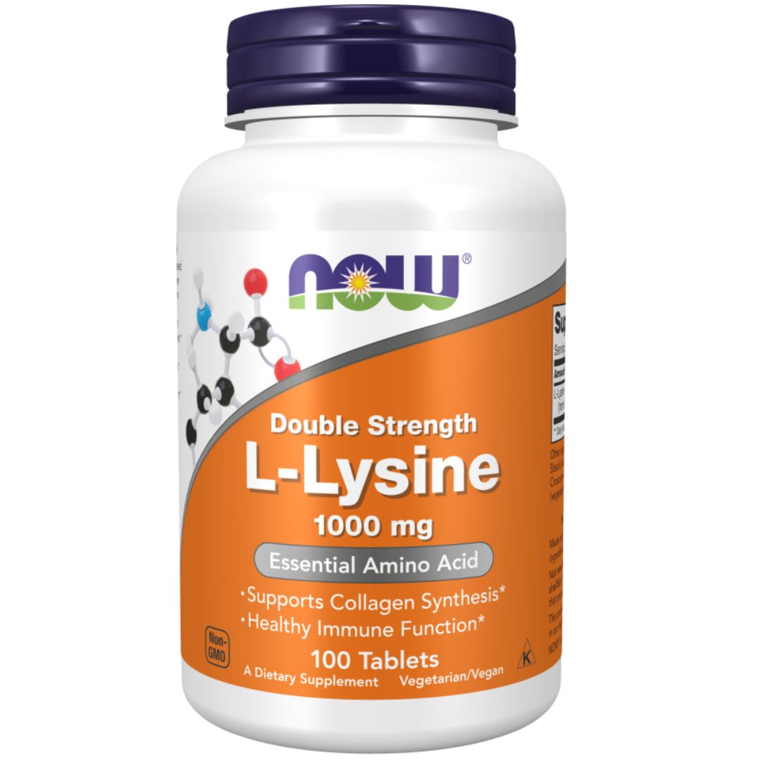 NOW® L-Lysine Double Strength 1000mg | Collagen Synthesis | 100 Tablets