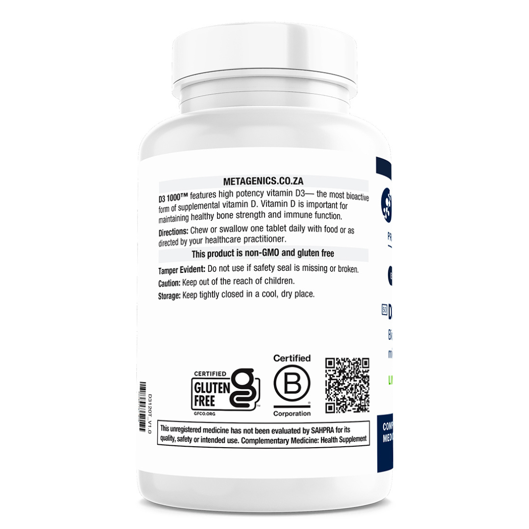 Metagenics D3 1000 | Healthy Bone Strength | 120 Tablets