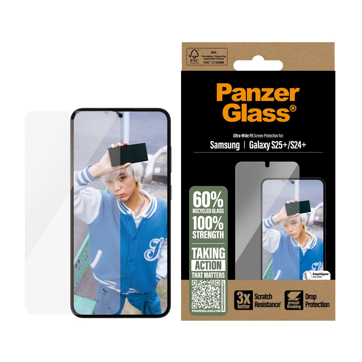 PanzerGlass Screen Protector Ultra Wide Fit - Samsung Galaxy S25+ - Clear