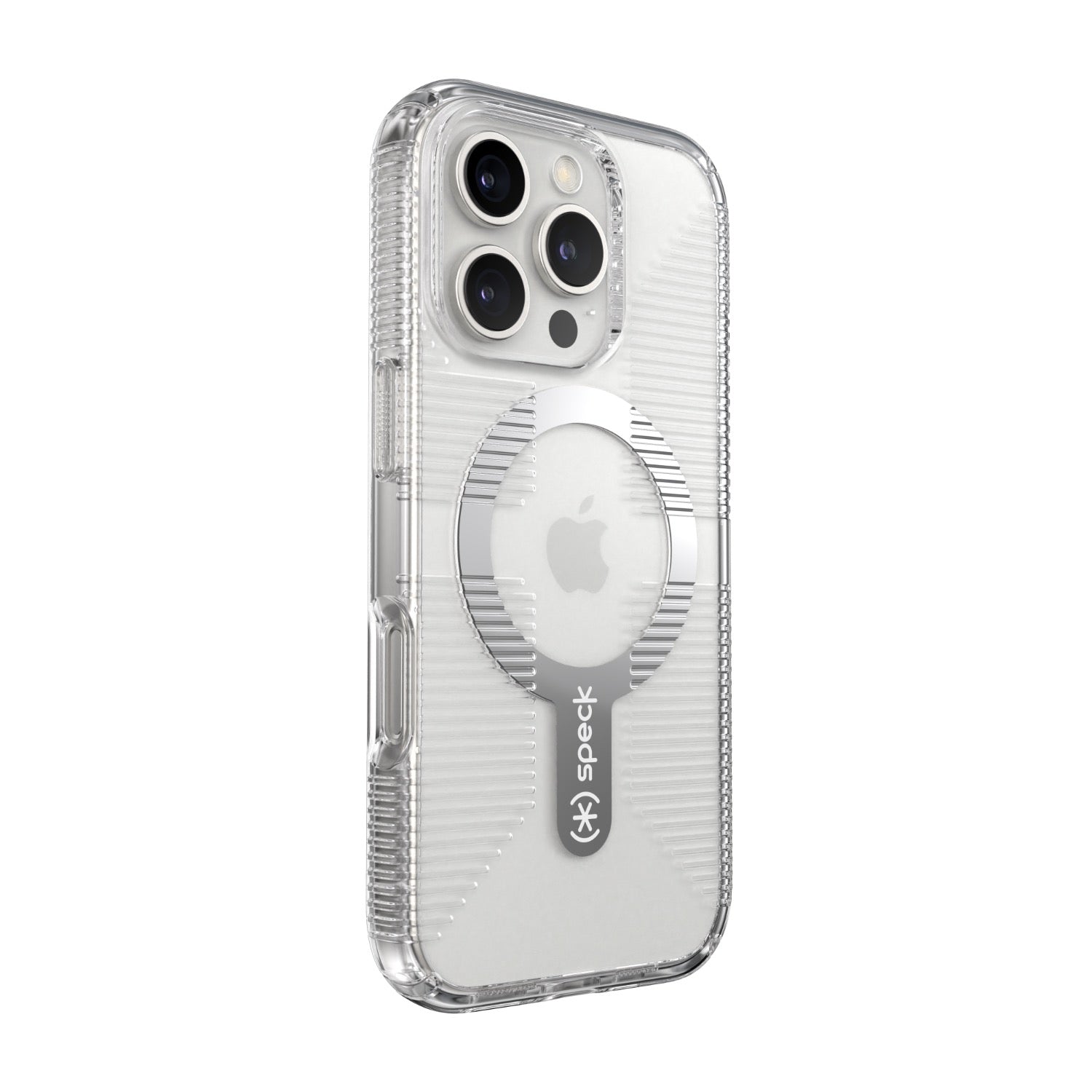 Speck Gemshell Grip MagSafe Case - Apple iPhone 16 Pro - Clear & Chrome