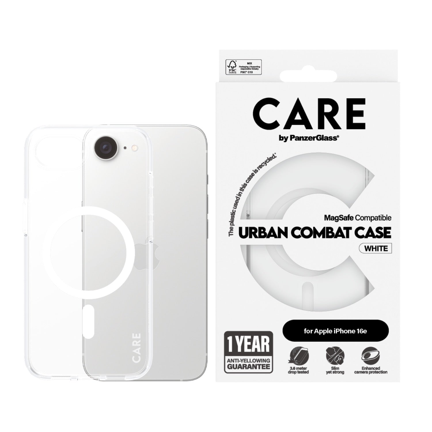 Care by PanzerGlass Urban Combat Magsafe Case - Apple iPhone 17e/16e – Clear