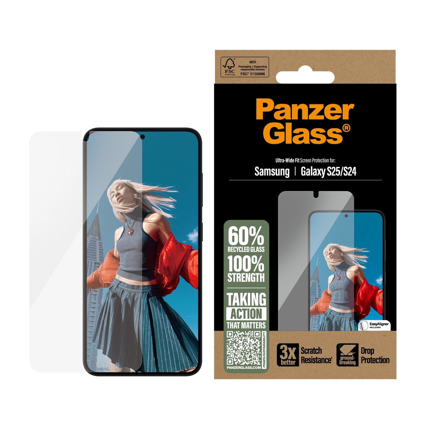 PanzerGlass Screen Protector Ultra Wide Fit - Samsung Galaxy S25 - Clear