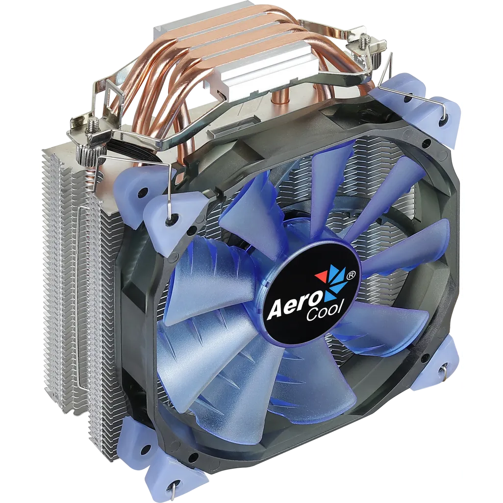 Aerocool Verkho 4 Lite CPU Air Cooler - Aluminum - (TDP) up to 125W - Blue LED - LGA 1700/1200/115X AM4/AM5.