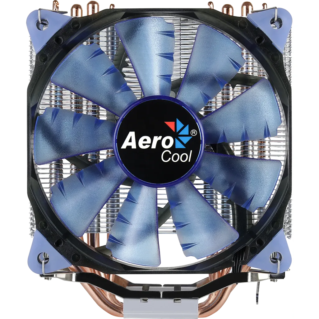 Aerocool Verkho 4 Lite CPU Air Cooler - Aluminum - (TDP) up to 125W - Blue LED - LGA 1700/1200/115X AM4/AM5.