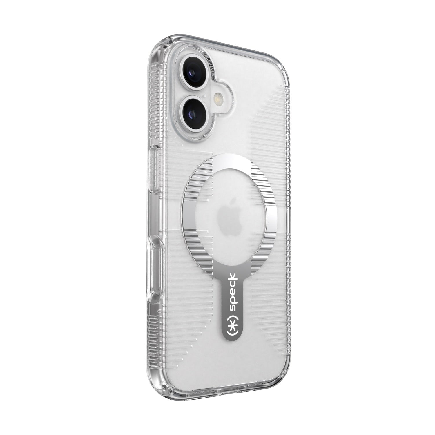 Speck Gemshell Grip MagSafe Case - Apple iPhone 16 - Clear & Chrome