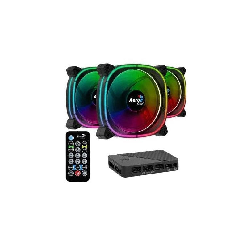 Aerocool Astro 12 Pro - Black - 12CM ARGB FANS x 3 | H66F HUB x 1 | REMOTE CONTROL x 1