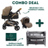 Emerald Baby Sarah Co Sleeper Camp Cot + Belecoo 3 in 1 Stroller Set (Khaaki)