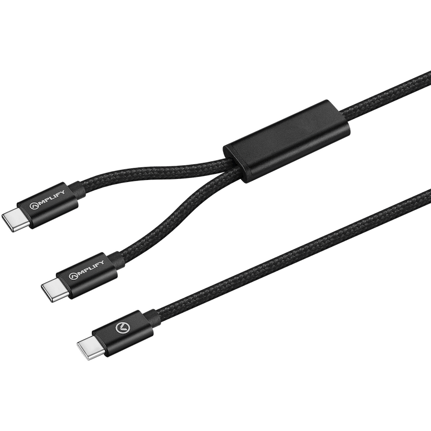 Amplify Amplify Linked Series USB-C to 2x USB-C Braided Cable 1.2m - Black