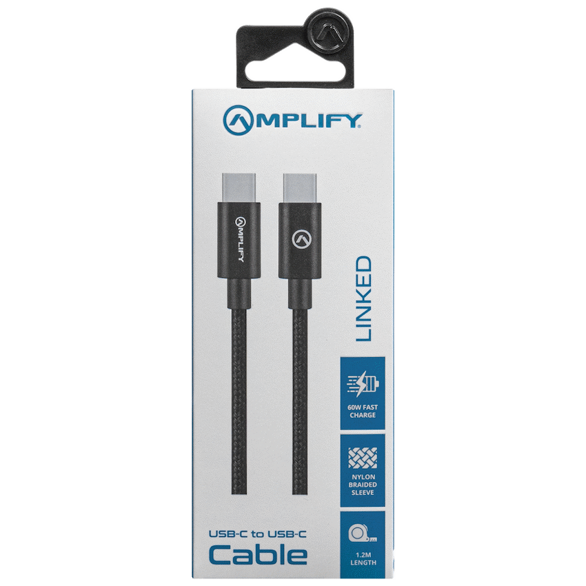 Amplify Amplify Linked Series USB-C to Type-C 60W Braided Cable 1.2m - Black