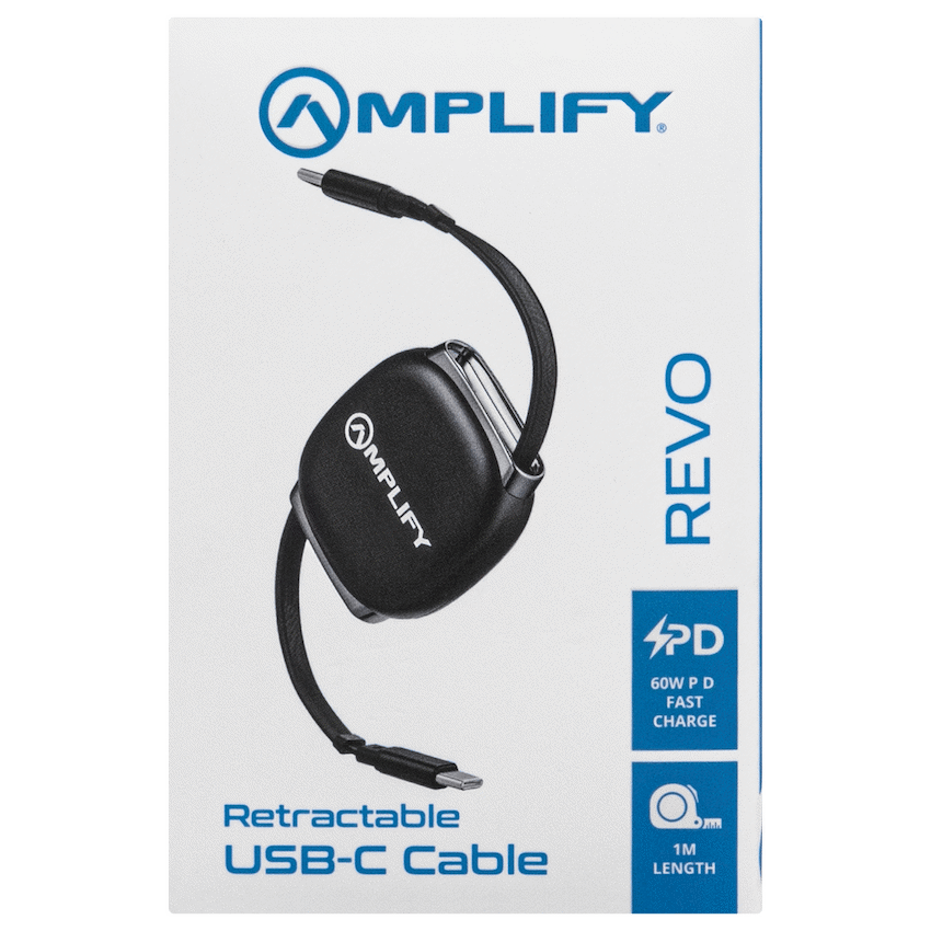 Amplify Amplify Revo Series USB C to USB C Retractable Cable Fast Charging Cable