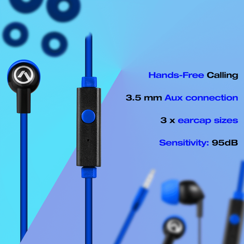 Amplify Audio Amplify Vibe Series Earphones with Mic - Black and Blue