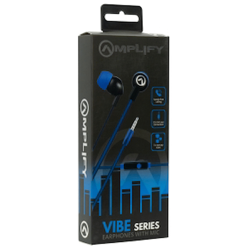 Amplify Audio Amplify Vibe Series Earphones with Mic - Black and Blue