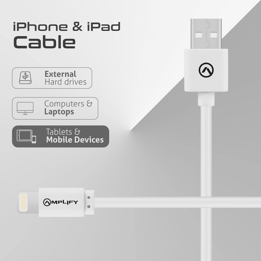 Amplify Mobile Accessories Amplify Lightning Charging Cable for iPhone & iPad - White