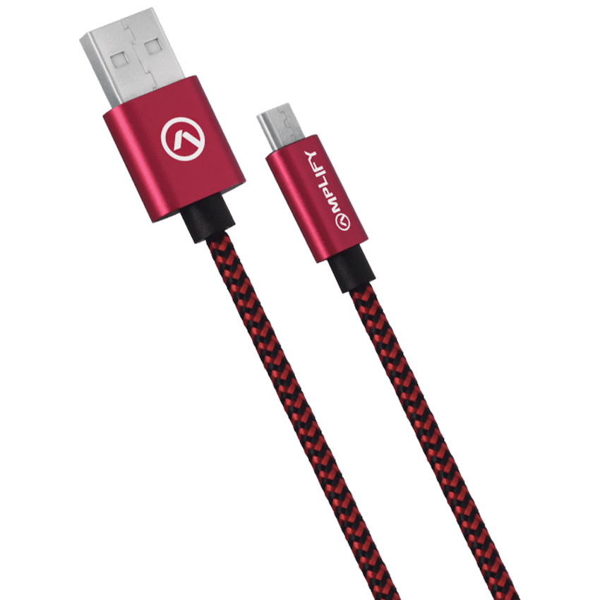 Amplify Mobile Accessories Amplify Linked Series Micro USB Braided Cable - 2m - Black/Red