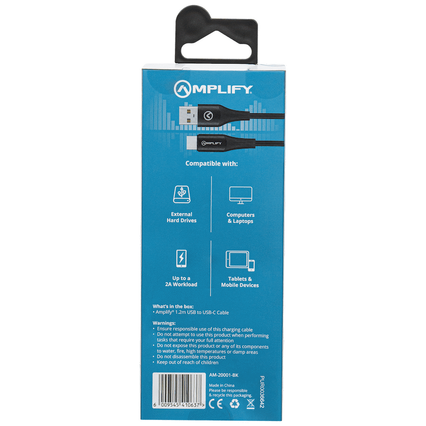 Amplify Mobile Accessories Amplify USB to Type-C Cable 1.2m