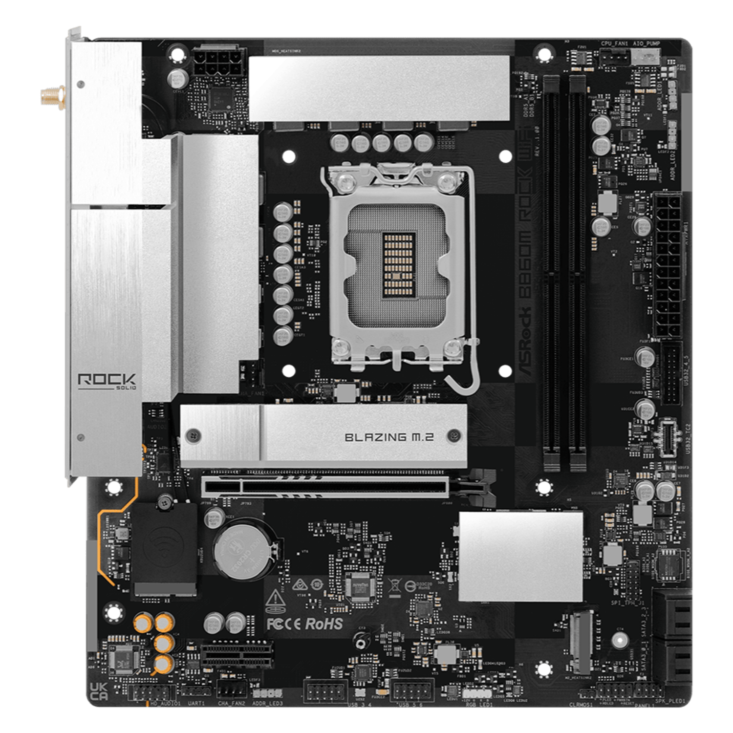 ASRock ASRock B860M Rock WiFi Intel LGA1851 MATX Gaming Motherboard