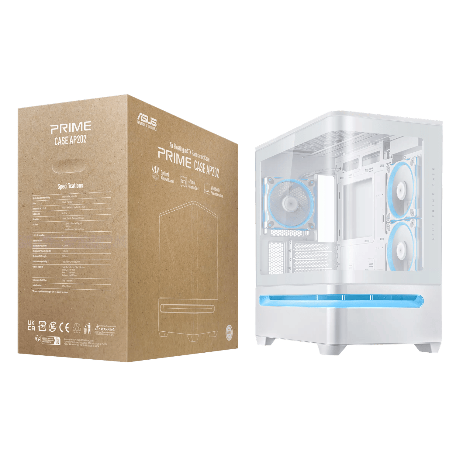 ASUS ASUS Prime AP202 ARGB mATX White Chassis
