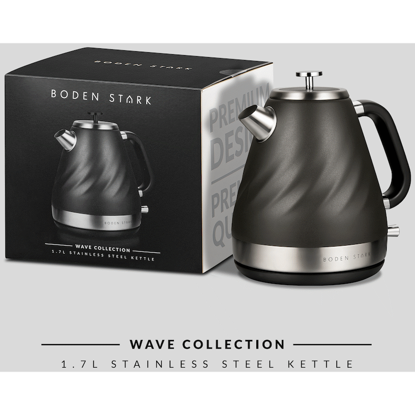 Boden Stark Kitchen and Home Boden Stark 1.7l Stainless Steel Kettle - Charcoal