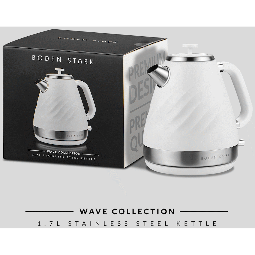 Boden Stark Kitchen and Home Boden Stark 1.7l Stainless Steel Kettle - White
