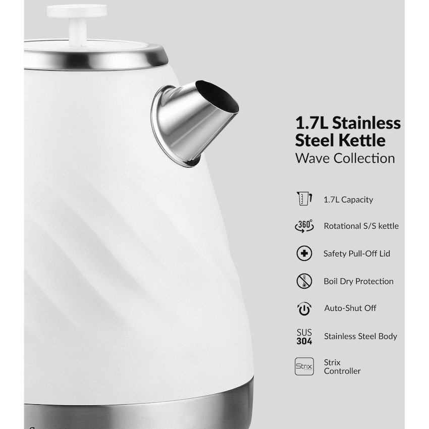 Boden Stark Kitchen and Home Boden Stark 1.7l Stainless Steel Kettle - White