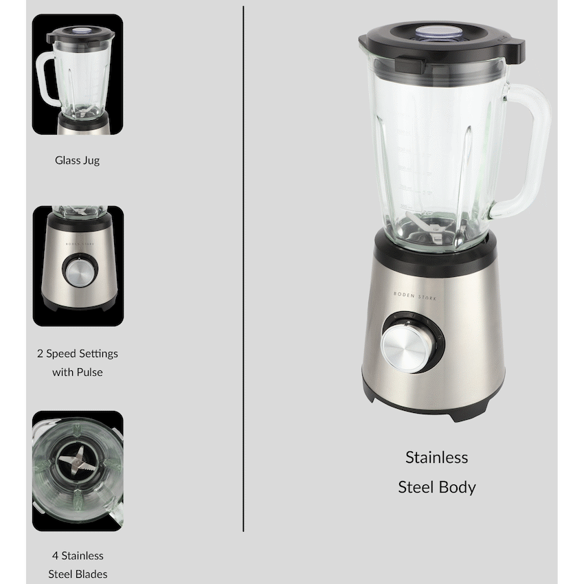 Boden Stark Kitchen and Home Boden Stark 1000w Glass Jug Blender