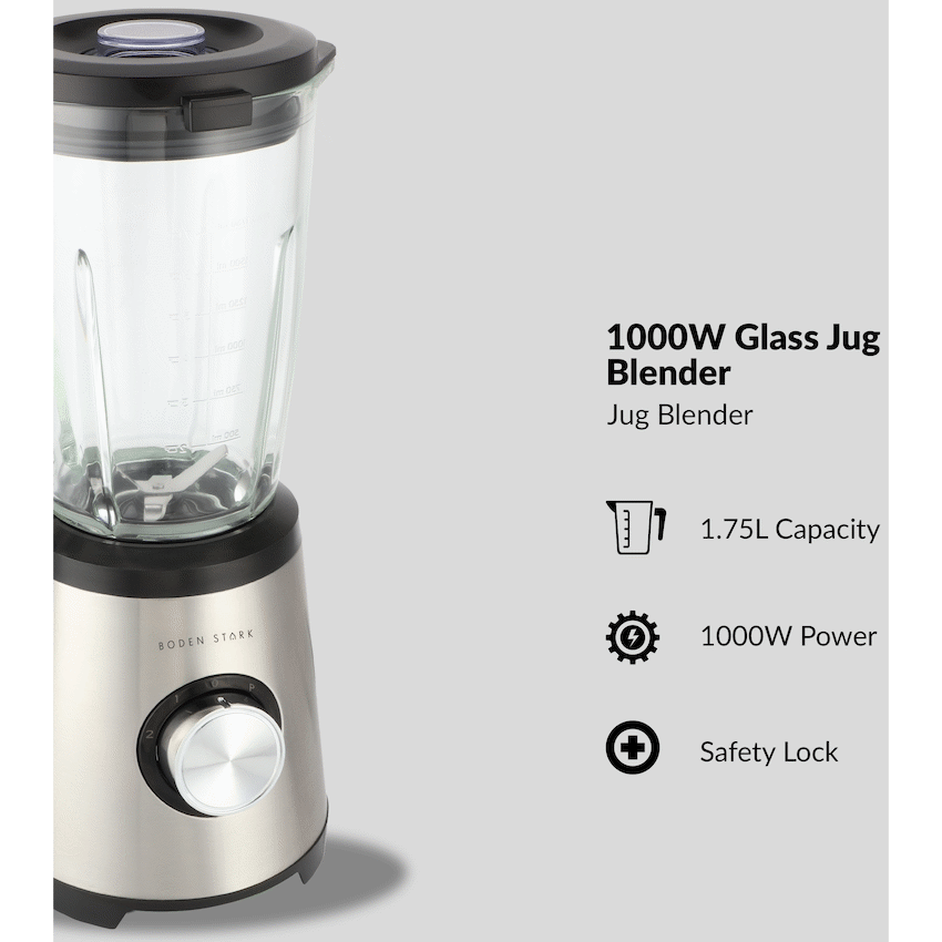 Boden Stark Kitchen and Home Boden Stark 1000w Glass Jug Blender