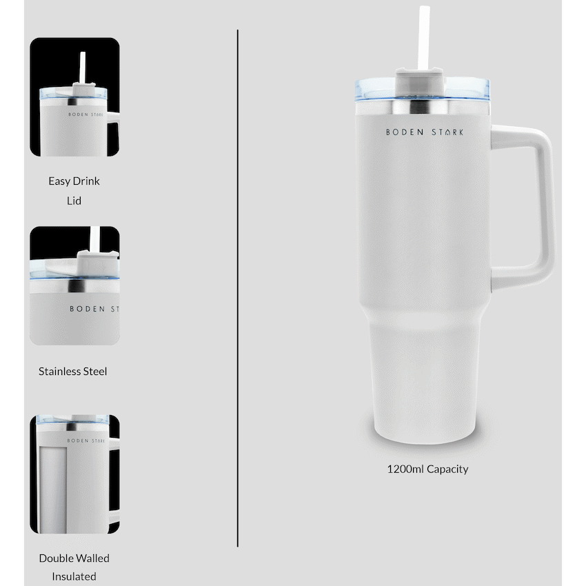 Boden Stark Kitchen and Home Boden Stark 1200ml Travel Mug - White