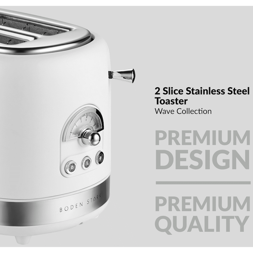 Boden Stark Kitchen and Home Boden Stark 2-Slice Stainless Steel Toaster - White