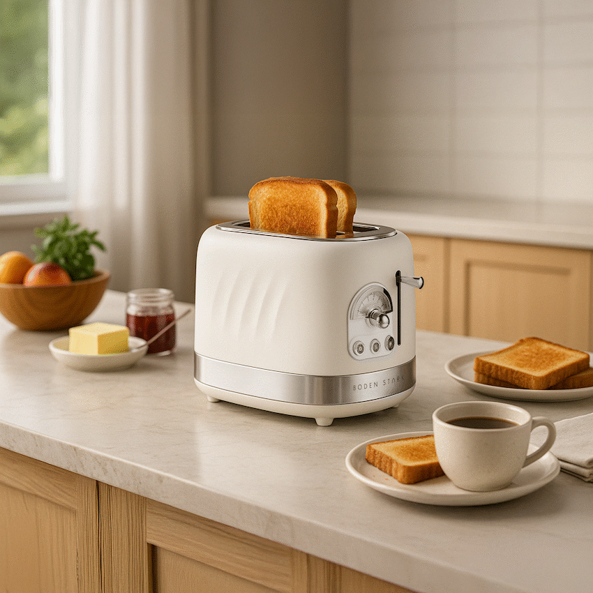 Boden Stark Kitchen and Home Boden Stark 2-Slice Stainless Steel Toaster - White